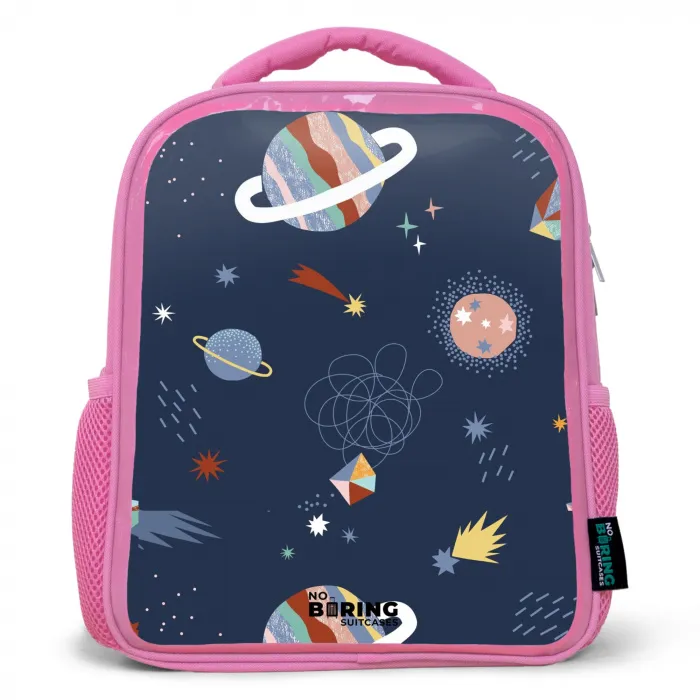 Planeten in de hemel Kinderrugzak - Roze middel -3d