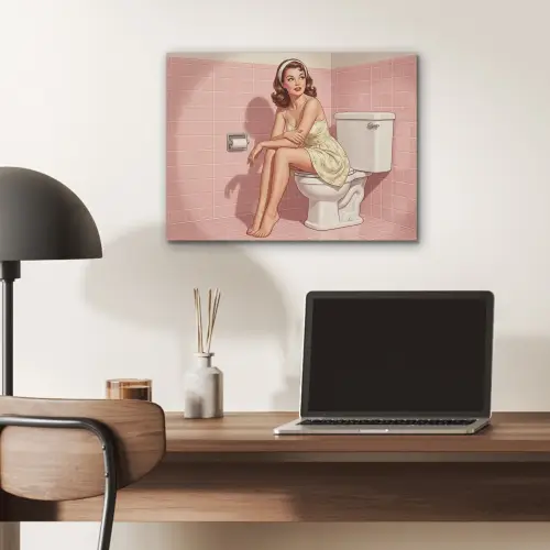 Roze - Retro - Vrouw PET vilt klein -sfeer5