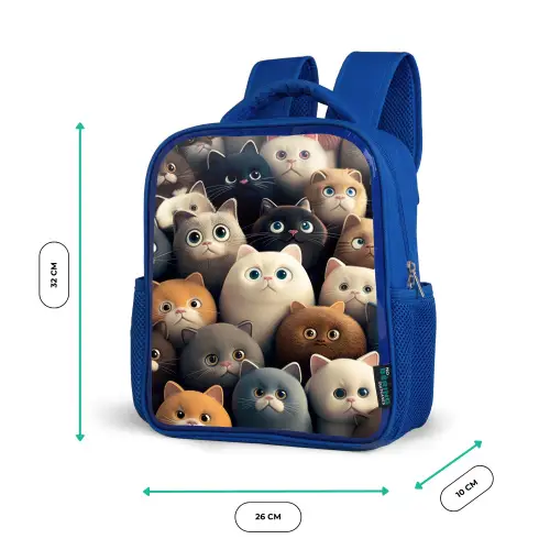 Kattenkabaal Kinderrugzak - Blauw middel -productfoto_formaten