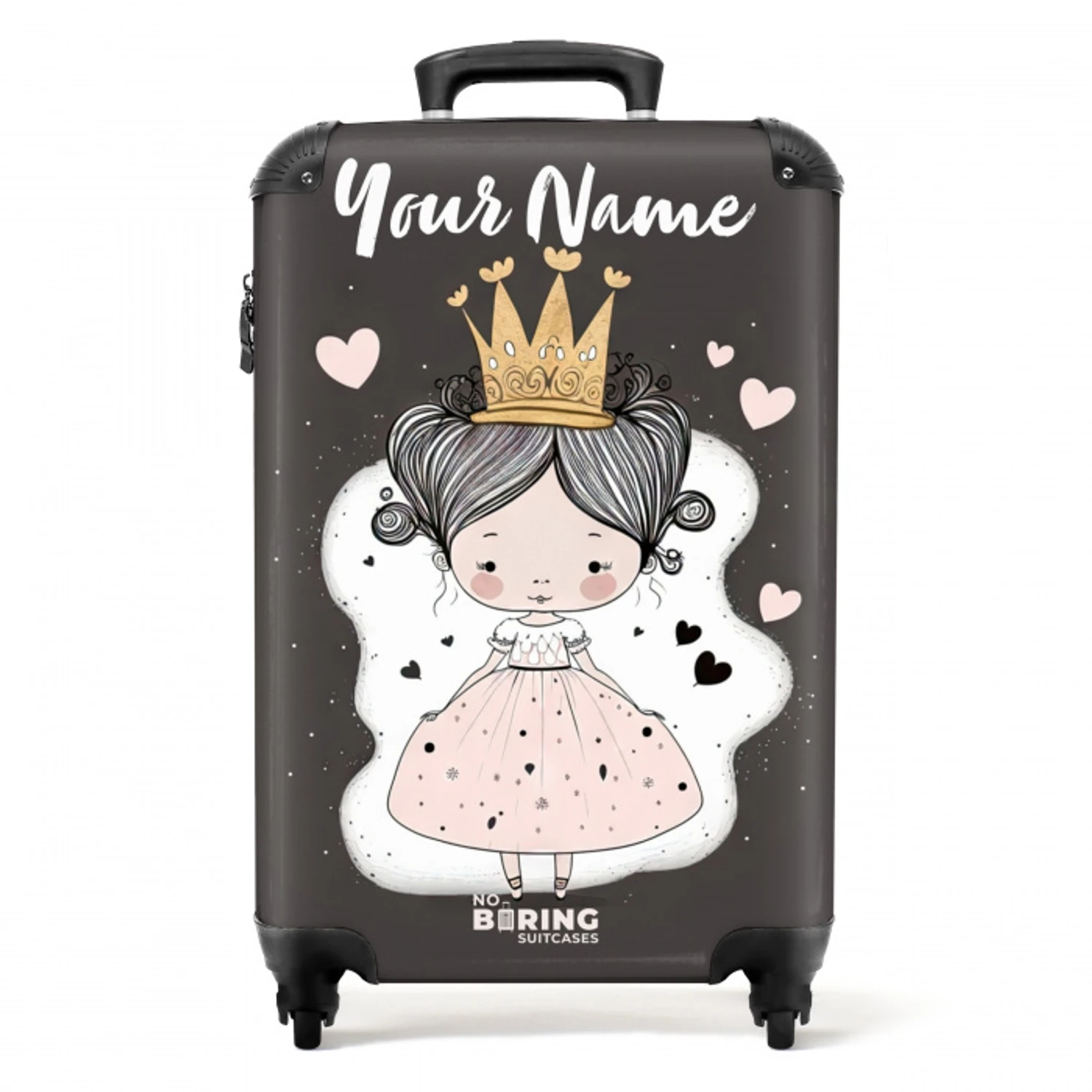 Kleine prinses op zwarte achtergrond NBS - Handbagage koffer - Kinderen Unisex middel -productfoto_recht