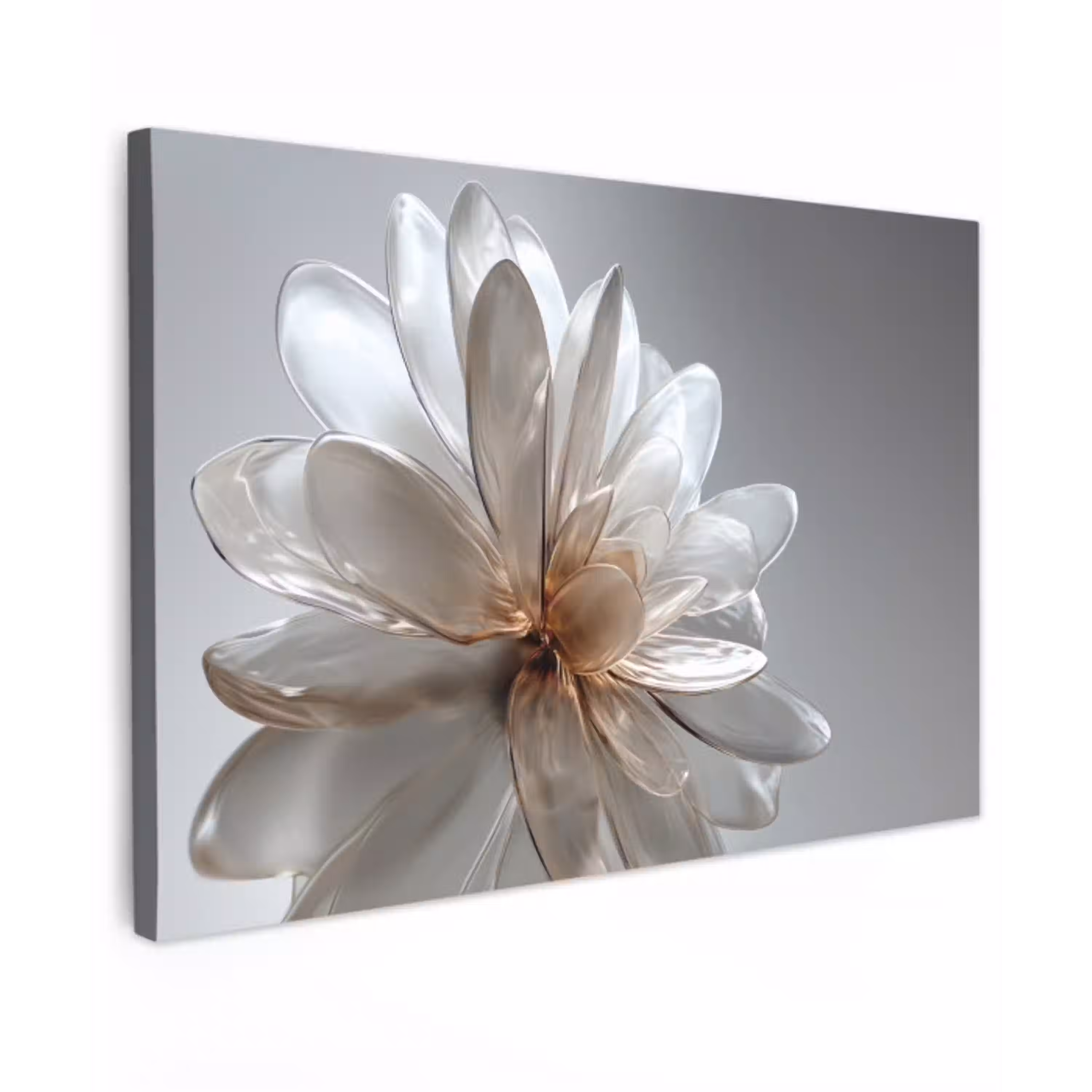 Bloem - Wit - Neutraal Tuinposter op houten frame 2 cm dik klein -3d