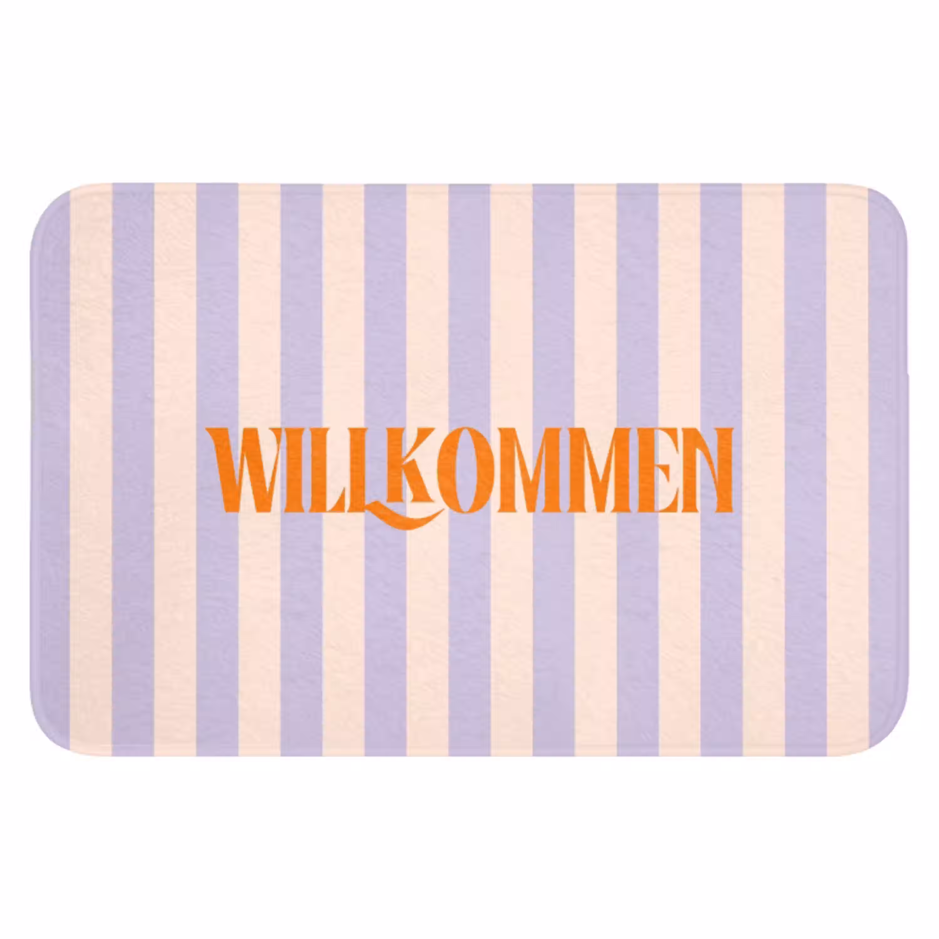 Lila - Oranje - Strepen - Wilkommen WCmat klein -3d