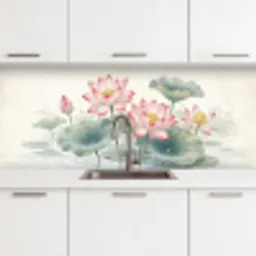 Aquarel - Lotusbloemen - Kleurrijk keuken achterwand 2 middel -3d