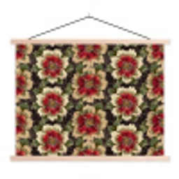 Bloemen - Klassiek - Patroon - Rood textielposter latten blank klein 122 -3d