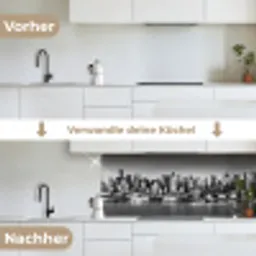 Skyline - Stad - Wolkenkrabbers - Zwart - Wit keuken achterwand 2 middel -voor-na_DE