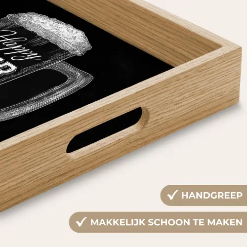 Bierpul - Witte krijtletters - Happy beer day Dienblad Rechthoek middel -USP_HandgreepNL