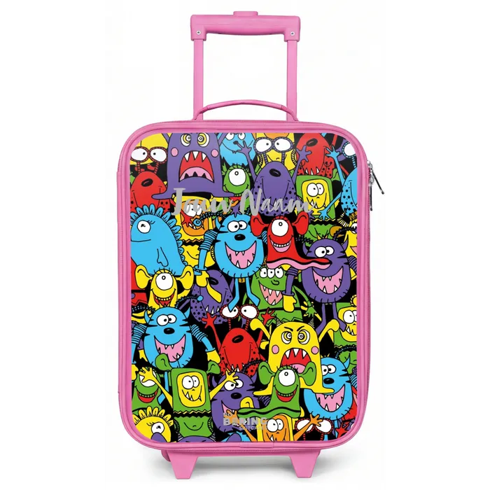 Monsters met Felle Kleuren Kinderkoffer - Roze klein -zz3dotto
