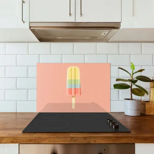 Waterijsje - Pasteltinten - Minimalistisch keuken achterwand spatscherm klein -sfeer2