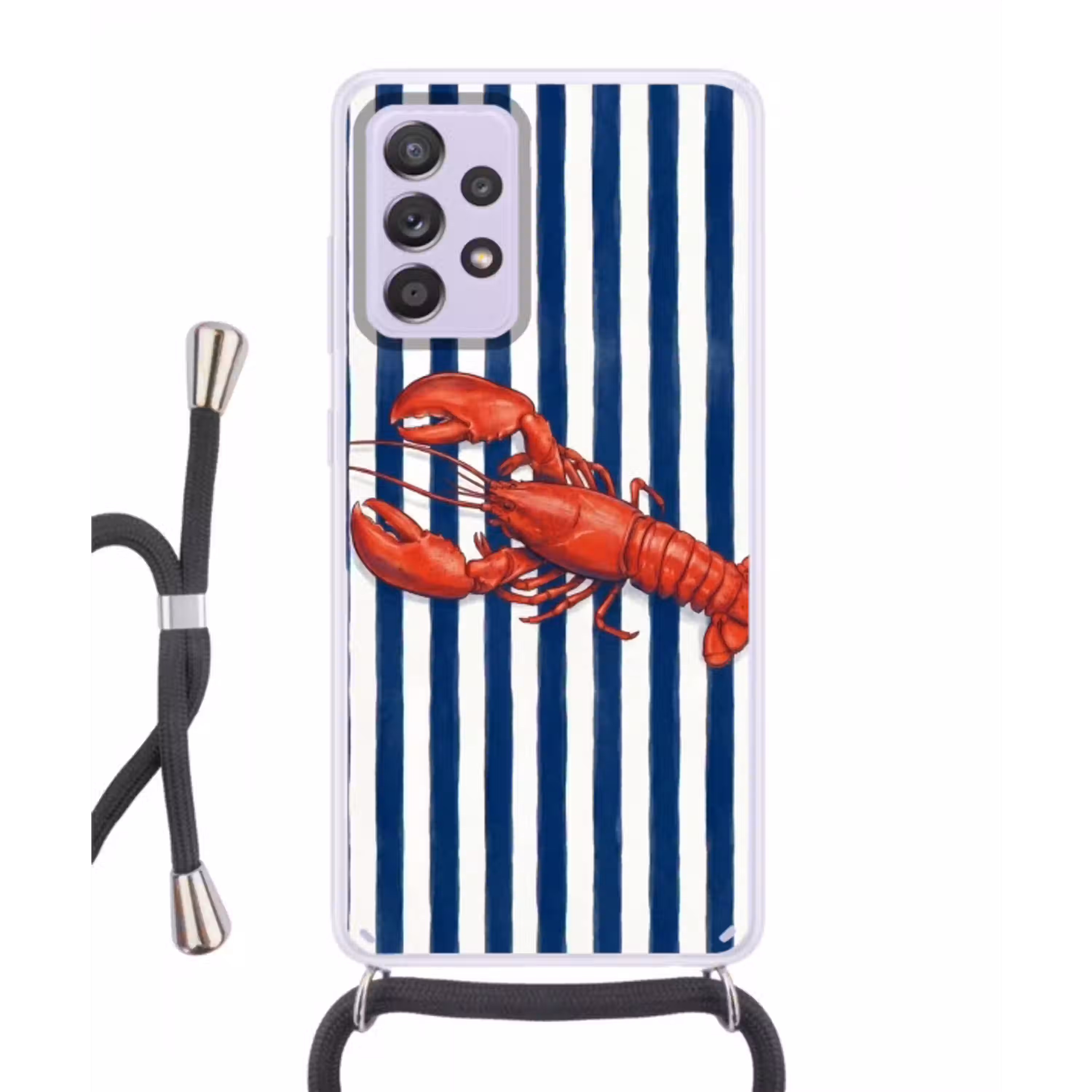 Schaaldier - Kreeft - Marine - Illustratie - Rood Hoesje Samsung Galaxy A52 5G met koord klein -3d