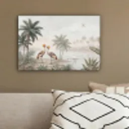 Kraanvogels - Palmbomen - Tropisch canvas 2cm klein -sfeer3