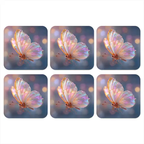 Vlinder - Vleugels - Pastel - Glinstering onderzetter kurk middel -3d
