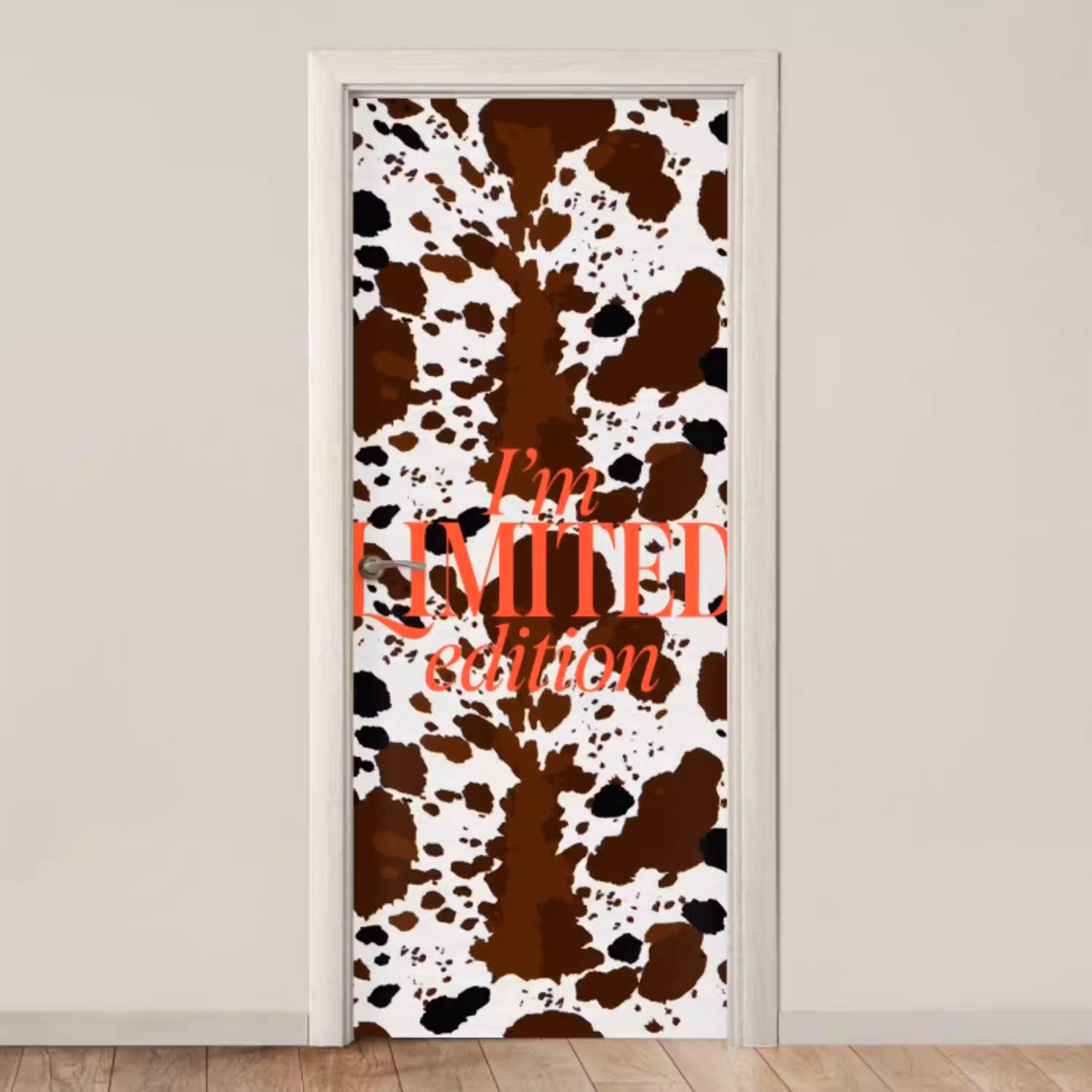 Koeienprint - Limited edition - Rood deurposter klein -3d_beige
