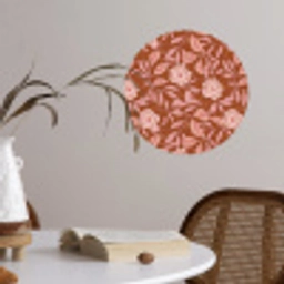 Patroon - Bladeren - Terracotta Wandcirkel behangsticker klein 186 -sfeer3