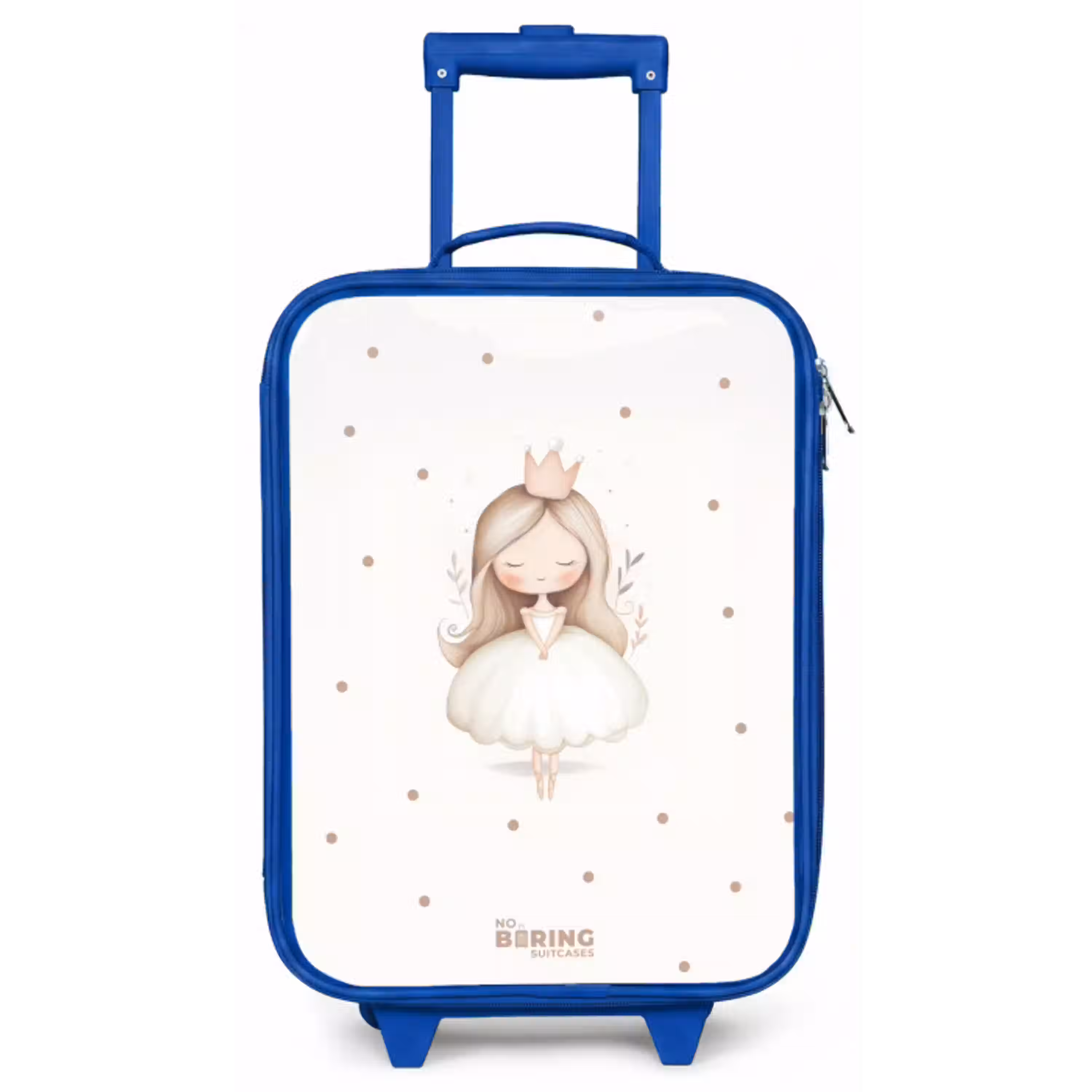 Ballerina prinses tussen beige stippen Kinderkoffer - Blauw klein -zz3dotto