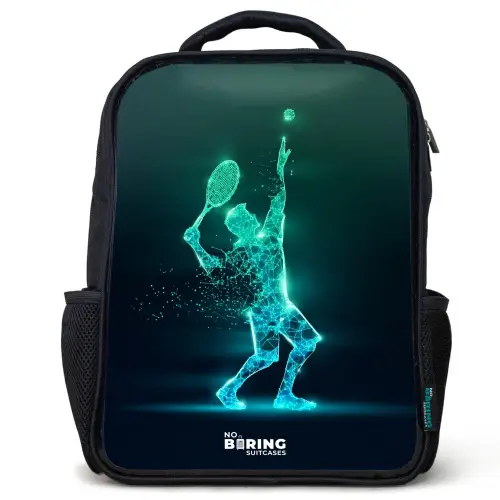 Digitale tennisspeler in futuristische stijl Rugzak - Zwart middel -3d