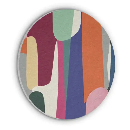 Vormen - Ritmisch - Kleuren - Abstract Akoestische PET Vilt - Rond klein -3d