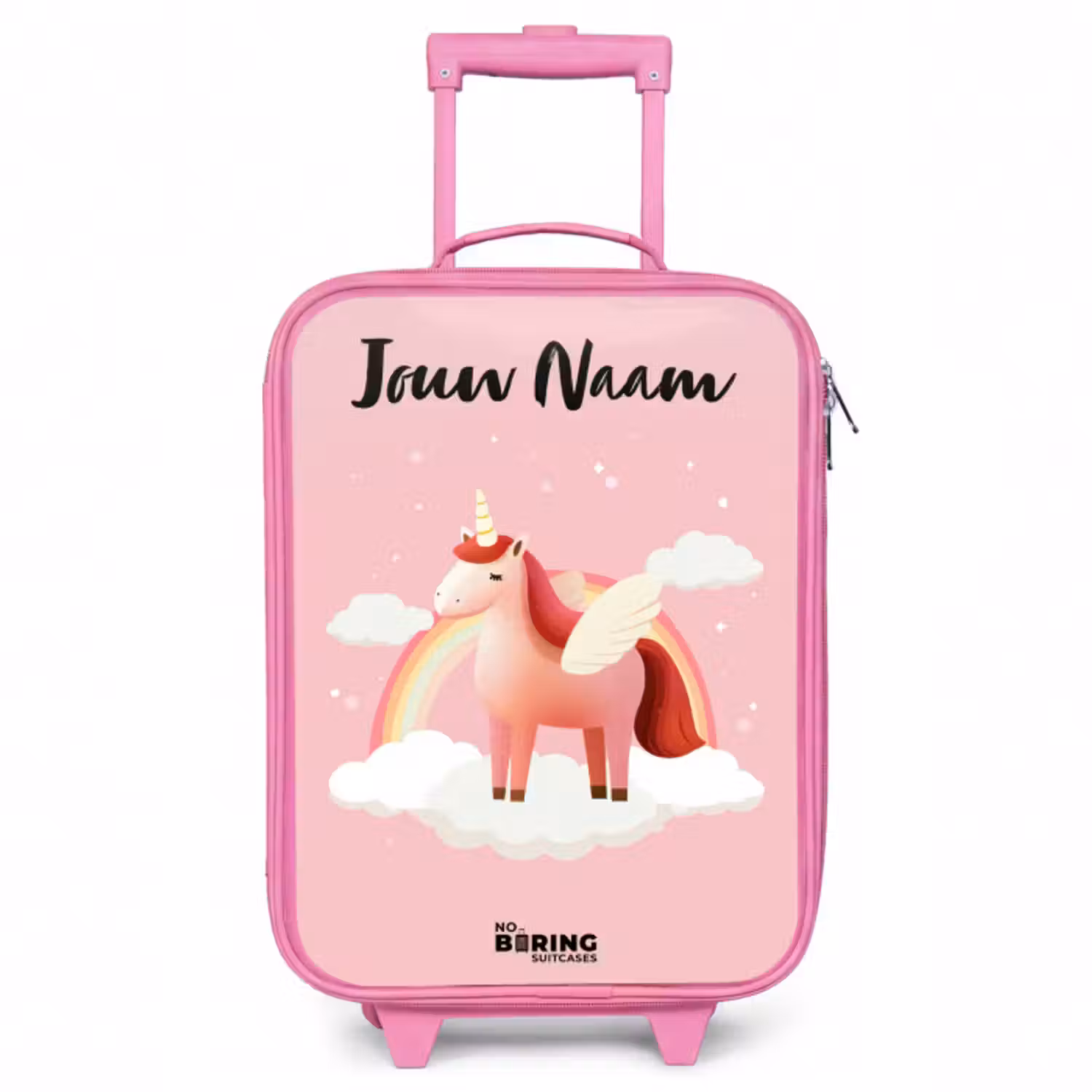 Kinderkoffer met naam - Roze - Eenhoorn - Vleugels - Roze - Regenboog