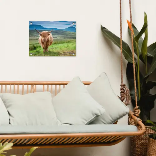 Schotse hooglander - Koe - Natuur - Berg - Gras tuinposter los doek klein -sfeer7