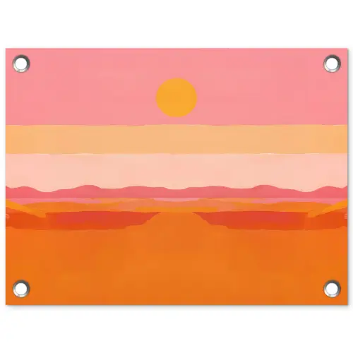 Zon - Abstract - Landschap - Oranje tuinposter los doek klein -3d
