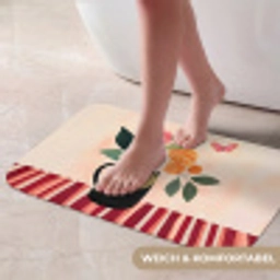 Vaas - Bloemen - Vlinder - Rood Badmat klein -USP_ZachtDE