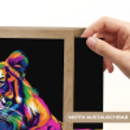 Tijger - Kleurrijk - Dieren - Zwart - Neon Light Box met batterij (Wandlamp kind) middel -USP_websiteprintDE
