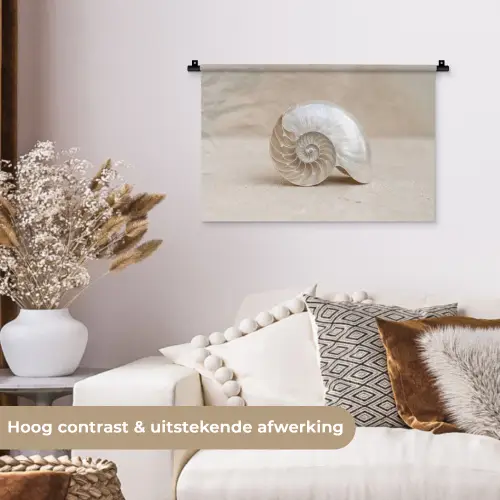 Schelp - Spiraal - Beige Wandkleed katoen klein -sfeer1