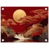 Volle maan - Landschap - Waterval tuinposter los doek klein -3d