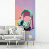 Koptelefoon - Mintgroen - Draad fotobehang vinyl groot -woonkamer