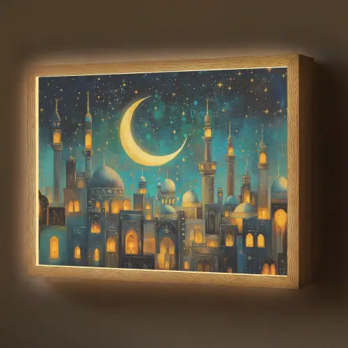 Islamitisch - Moskee - Ramadan - Islam Light Box met batterij (Wandlamp) middel -z3d_website