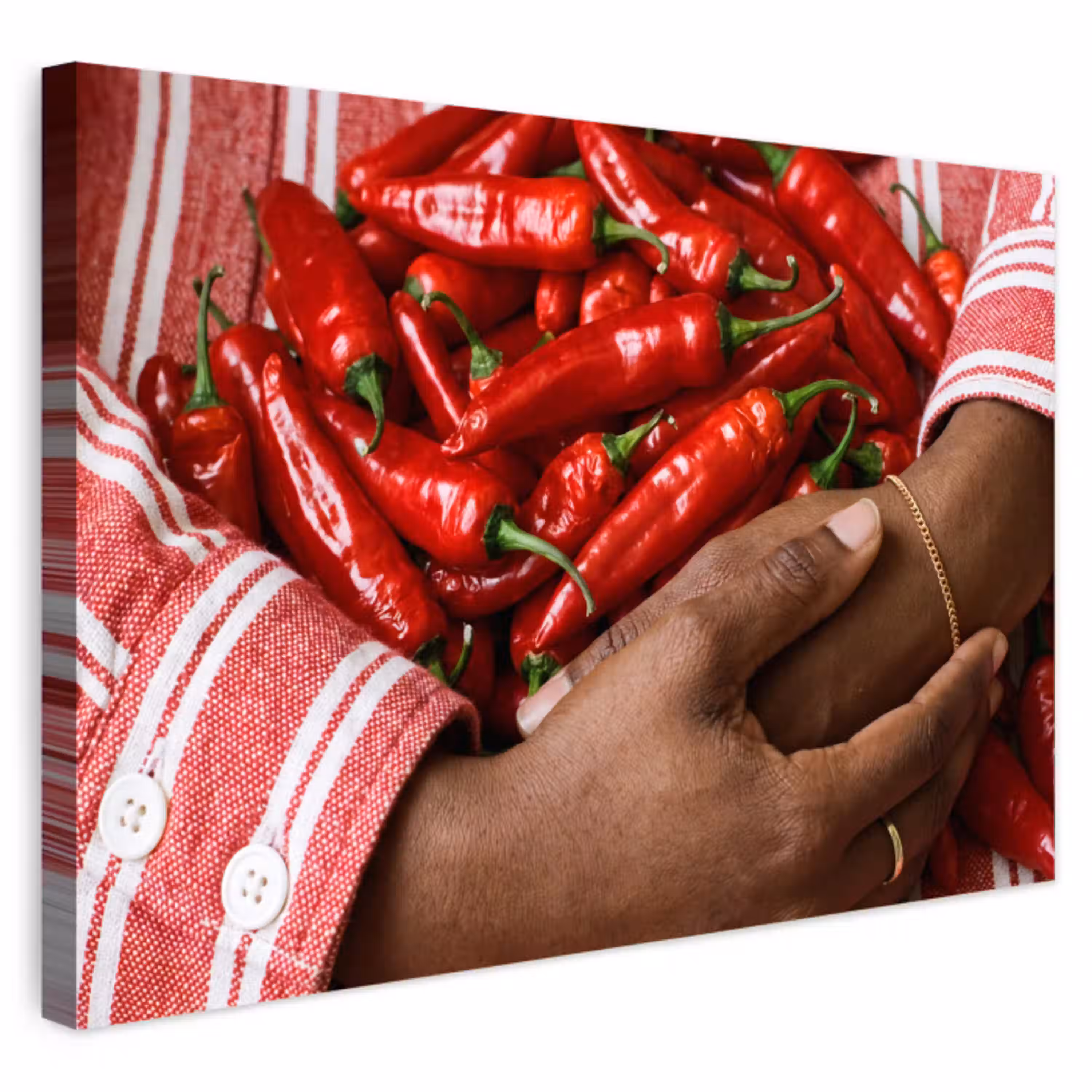 Chilipepers - Rood - Handen Tuinposter op houten frame 2 cm dik klein -3d