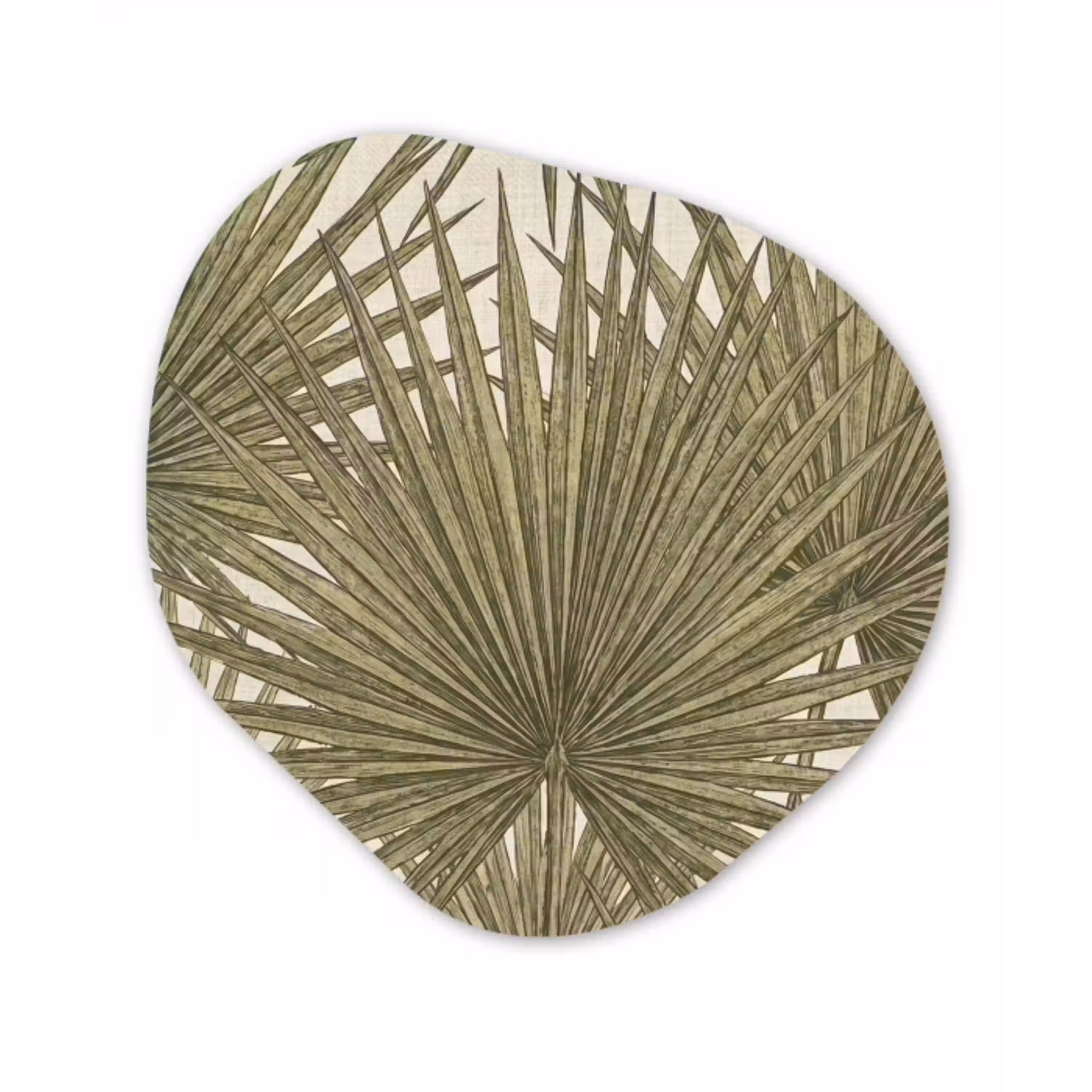 Blad - Tropisch - Patroon - Natuur - Groen Wandcirkel Organisch Aluminium middel -3d