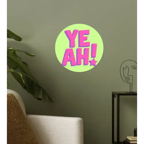 Groen - Neon - Quote Wandcirkel behangsticker klein -sfeer2