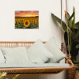 Zonnebloemen - Heuvellandschap - Geel tuinposter los doek klein -sfeer7