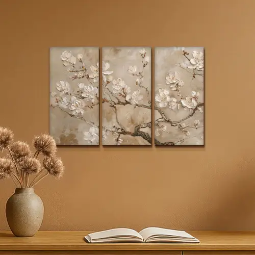 Beige - Bloesem - Modern Canvas - Meerluiken 3 luik klein -sfeer5