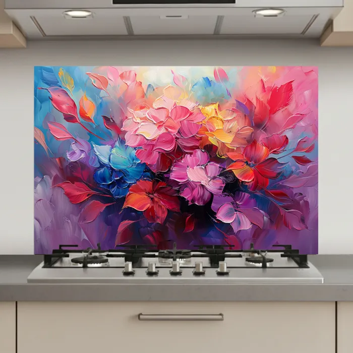 Bloemen - Roze - Watercolor - Kunst keuken achterwand spatscherm klein -3d_website