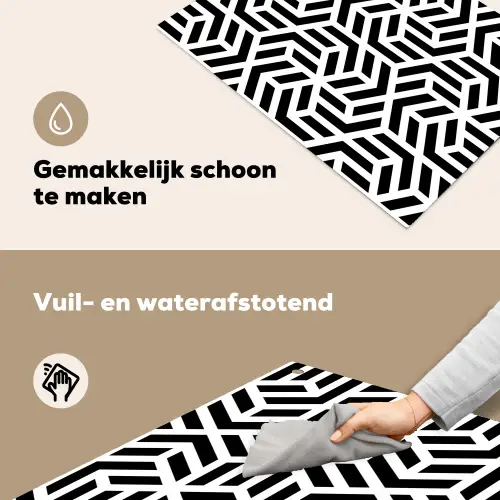 Design - Geometrie - Patroon - Zwart - Wit Inductie beschemer met haakjes klein 777 -ky-schoon-nl