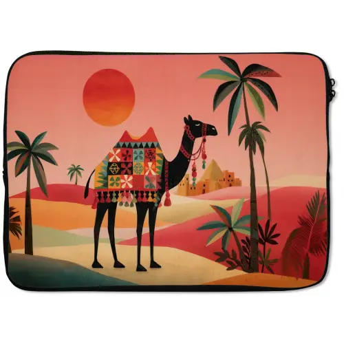 Kameel - Gekleurd tapijt - Duinen - Rode zon laptophoes neopreen klein -zkaufland3dotto