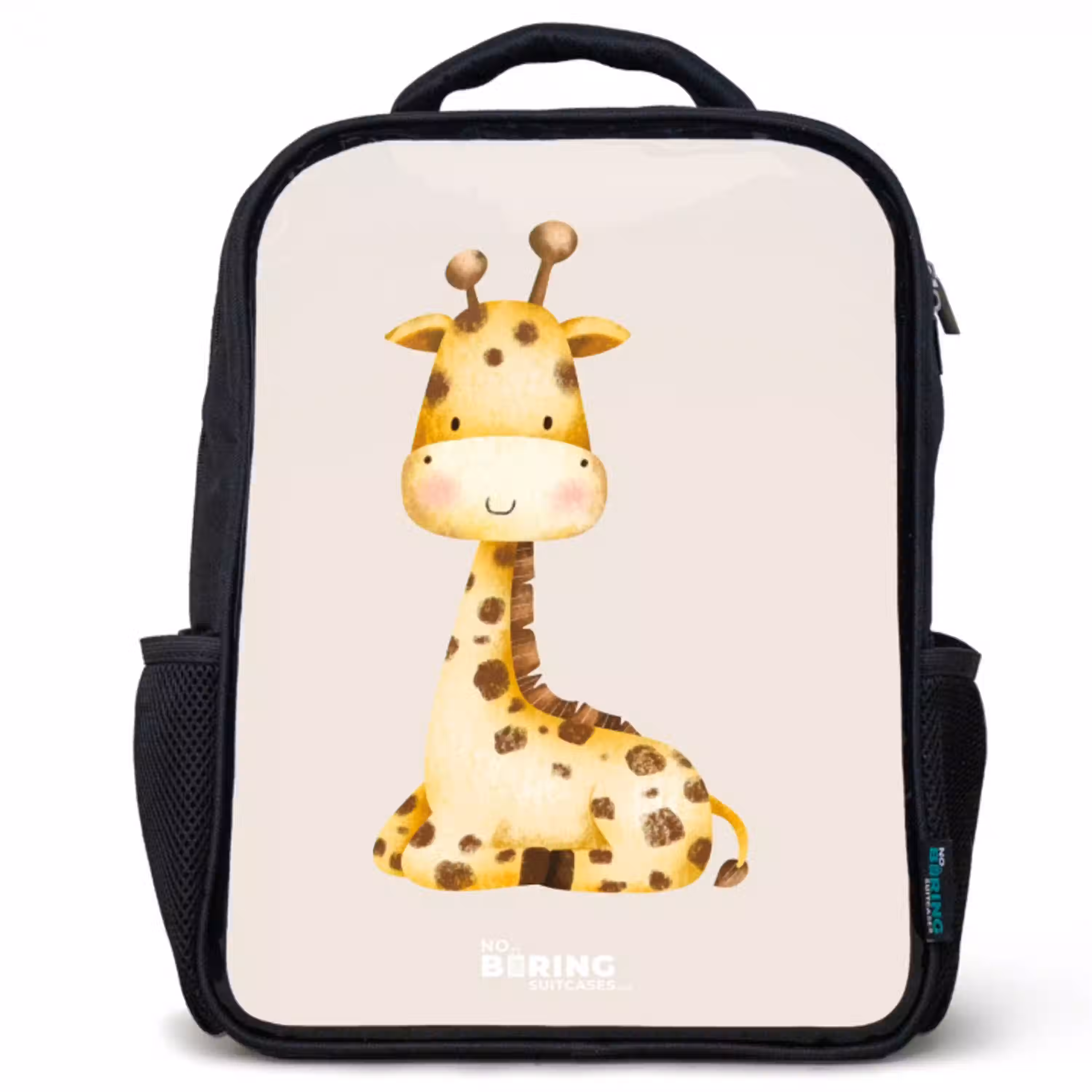 Liggende giraffe illustratie op beige achtergrond Rugzak - Zwart middel -3d
