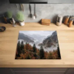 Bergen - Vallei - Mist - Herfst - Natuur Inductie beschermer vinyl 3mm middel -sfeer5