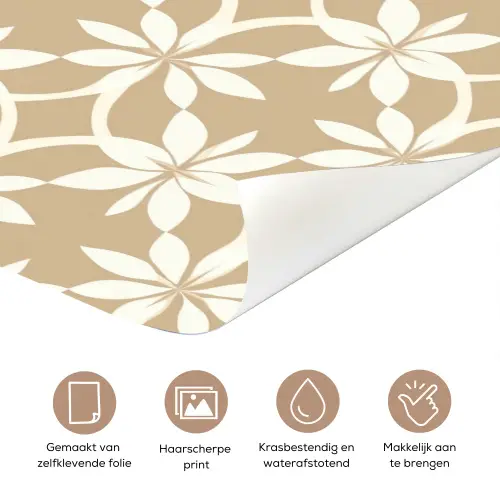 Bloemen - Patroon - Beige deurposter klein 289 -closeup_NL