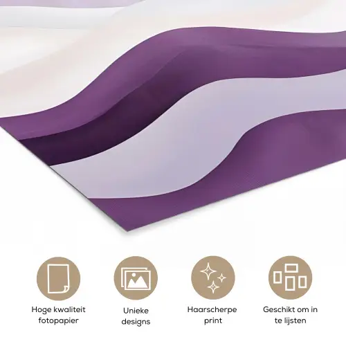 Golven - Heuvels - Abstract - Paars poster papier klein -closeup_NL