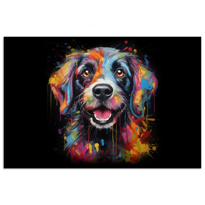 Graffiti - Hond - Zwart - Kleuren poster papier klein -3d