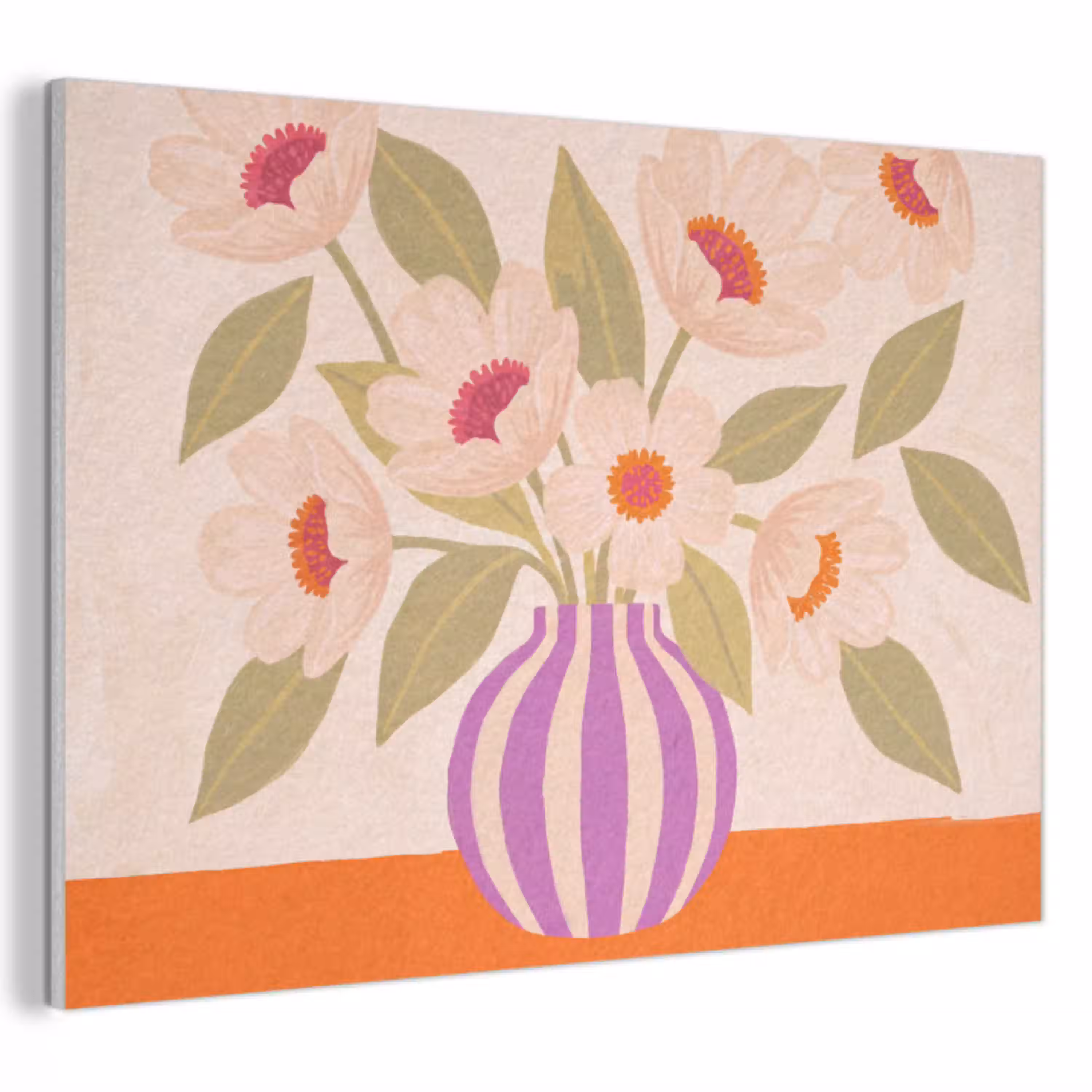 Bloemen - Vaas - Abstract - Paars - Oranje PET vilt klein -3d