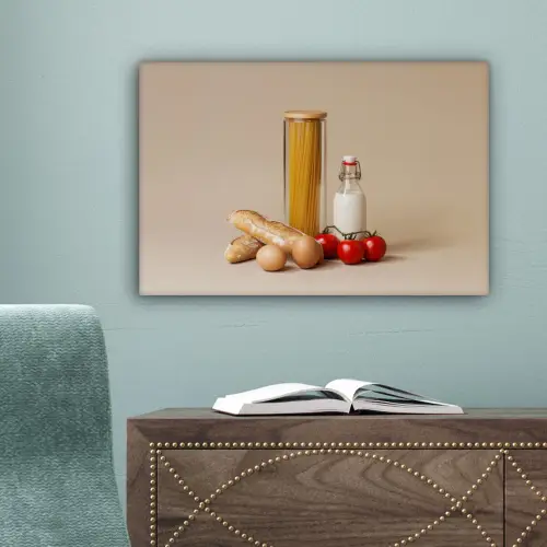 Spaghetti - Melk - Tomaten - Eieren - Brood canvas 2cm klein -sfeer4