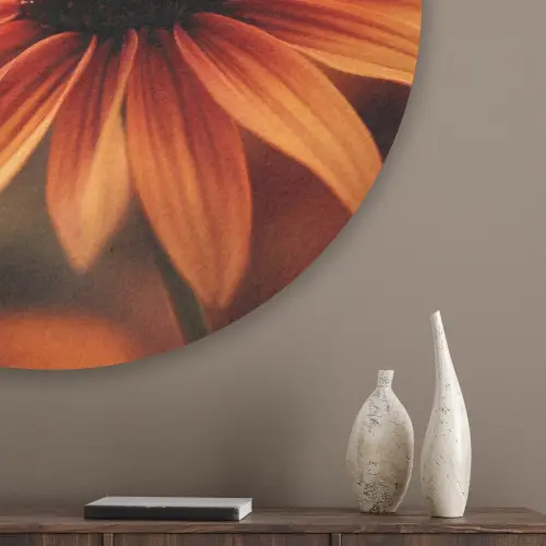 Vlinder - Bloemen - Oranje Akoestische PET Vilt - Rond klein -sfeer5_closeup
