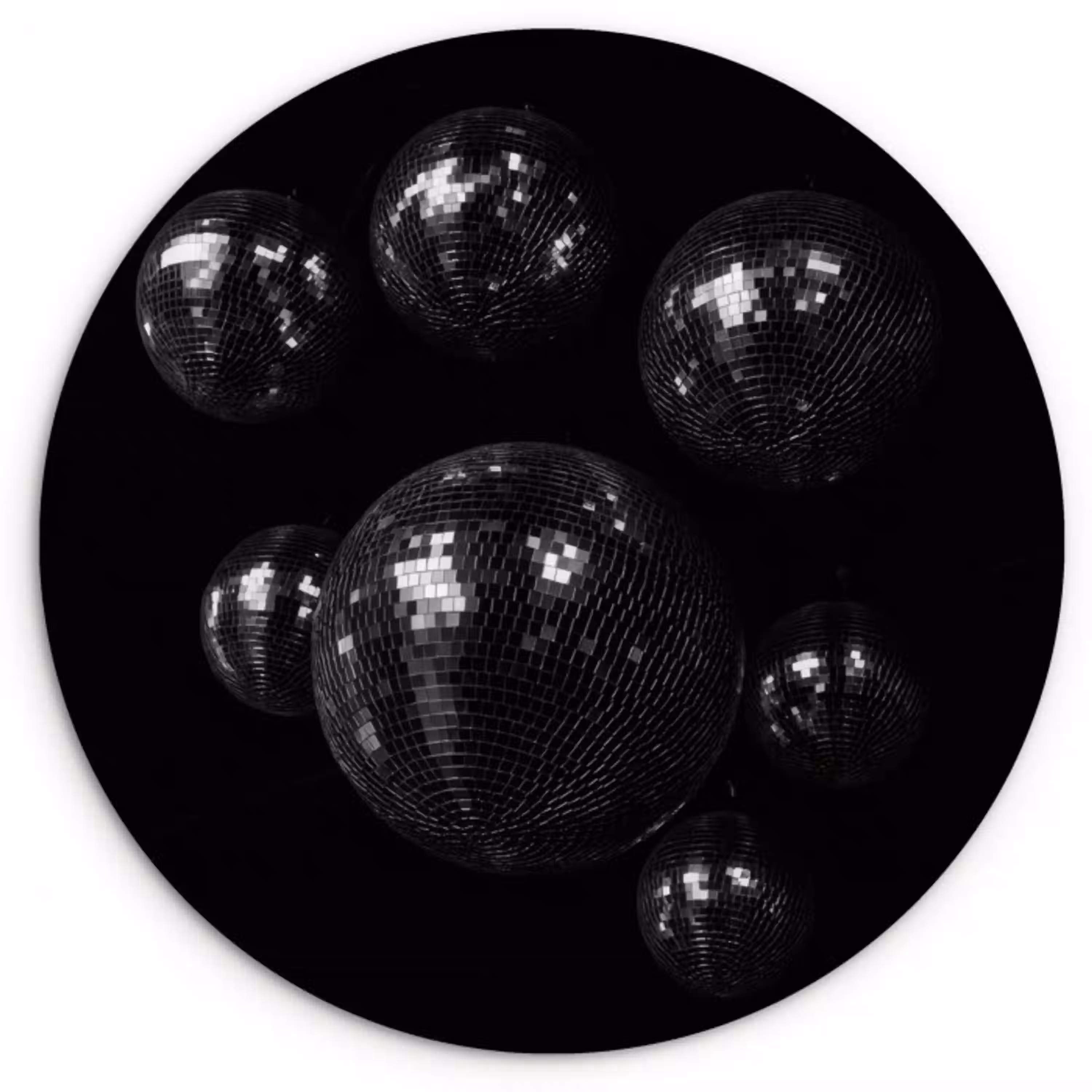 Discoballen - Minimalistisch - Zwart Wandcirkel kunststof plaat 5mm dik klein -3d