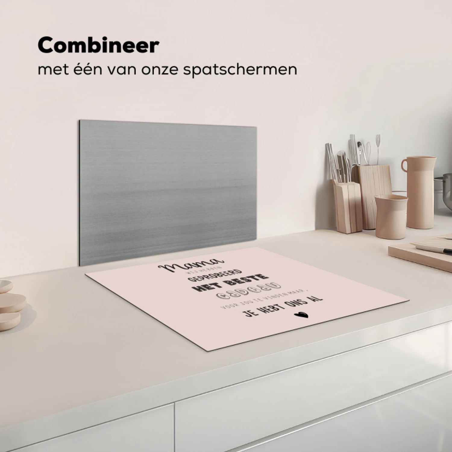 Spreuken - Quotes Mama Je Hebt Ons Al - Moederdag cadeau voor mama - Roze Inductie beschermer vinyl 3mm middel -wsfeer7_website