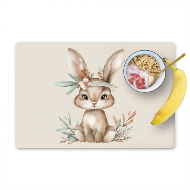 Haas - Dier - Bohemian - Pastel kleuren Placemat vinyl groot -zzzproduct_Kitchenyeah-website