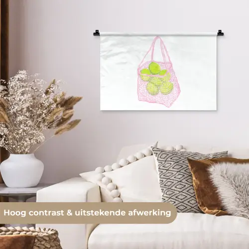 Netzakje - Roze - Illustratie - Limoenen Wandkleed katoen klein -sfeer1