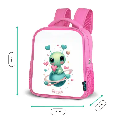Lief buitenaards wezentje met hartje Kinderrugzak - Roze middel -productfoto_formaten